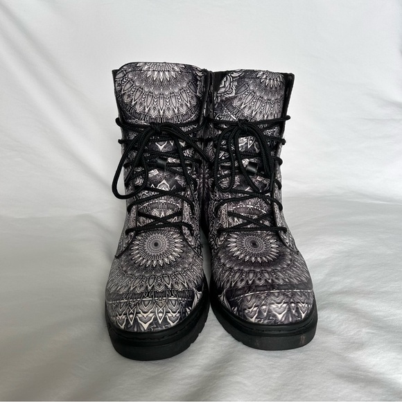ELECTRO THREADS Floral Mandala Combat Boots Unisex Mens 11 M Women’s 12.5 EUC+ - Picture 2 of 12